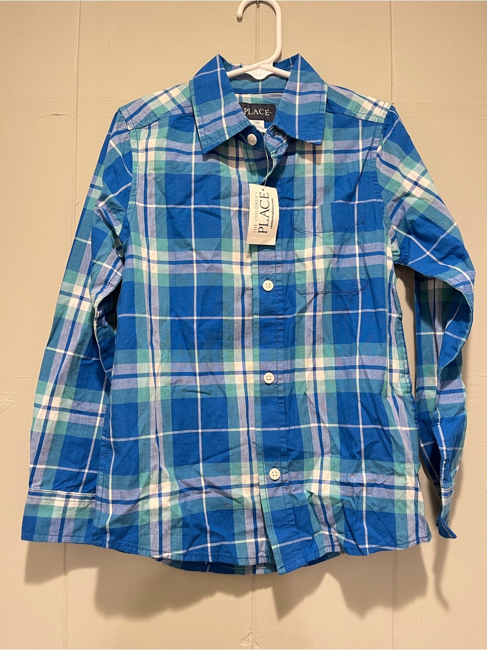 5/6 Toddler / Kid Blue Plaid Button Up Long Sleeves Shirt